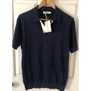 NWT Men's Collar & Co. Navy Blue Polo T-shirt Size Small